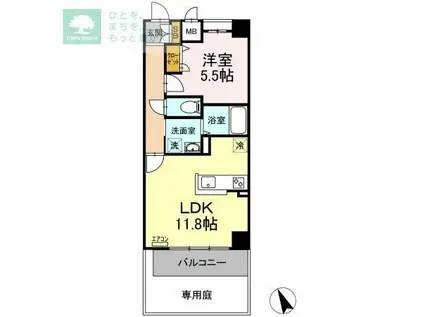 ベルファミーユ高根台II(1LDK/1階)の間取り写真