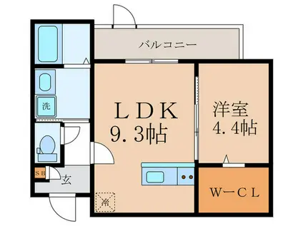GRACIAS COURT 山科(1LDK/1階)の間取り写真