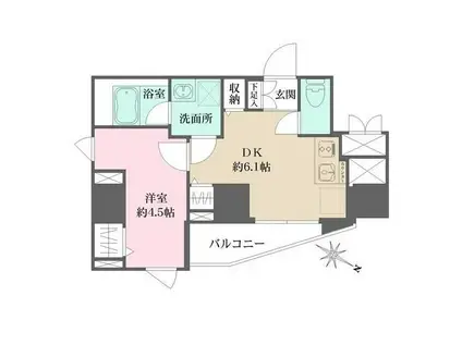 ワーフ文京茗荷谷(1DK/3階)の間取り写真