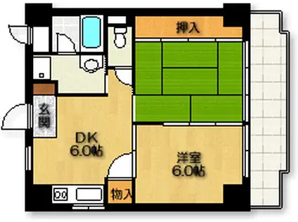 パティオ新栄(2DK/6階)の間取り写真