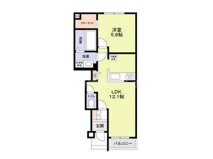 ALBA BEL(1LDK/1階)の間取り写真