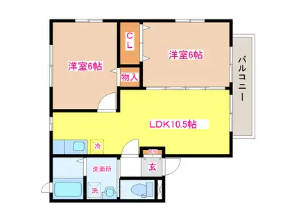 ハイムさくら(2LDK/2階)の間取り写真