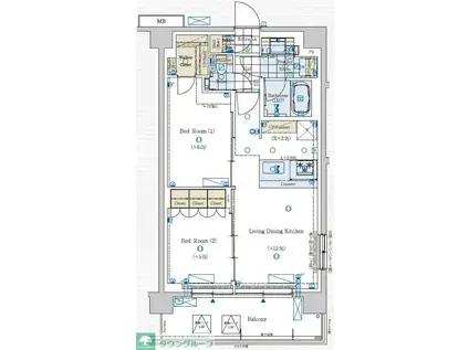 GENOVIA赤羽(2LDK/2階)の間取り写真