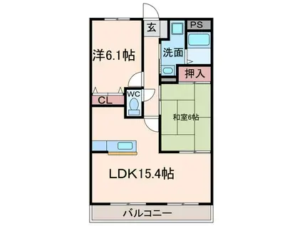 フィネス藍住(2LDK/2階)の間取り写真