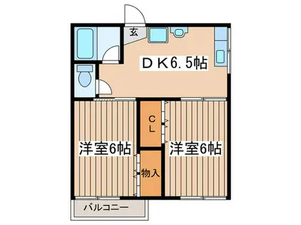 サンハイム(2DK/2階)の間取り写真