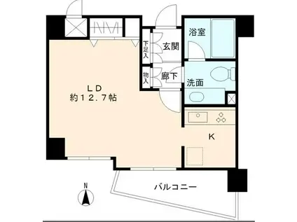 ヒューリック目黒三田(1K/4階)の間取り写真