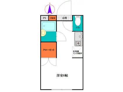 ウォールステップス(ワンルーム/2階)の間取り写真