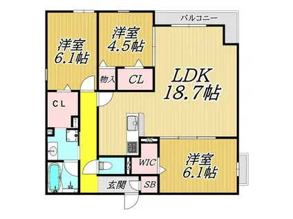 エステート南塚口(3LDK/1階)の間取り写真