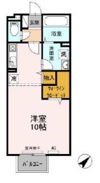 ノール リヴィエール(ワンルーム/2階)の間取り写真