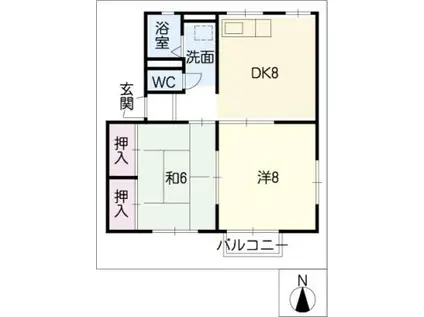 カルム青山B(2DK/2階)の間取り写真
