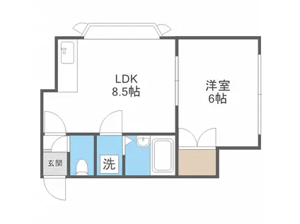 ノースウィングA(1LDK/2階)の間取り写真