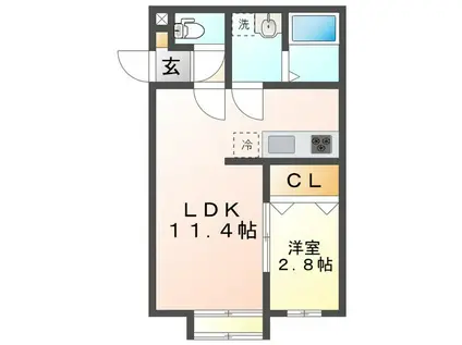 AUBEL(1LDK/1階)の間取り写真