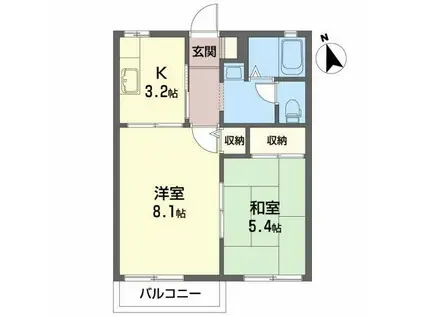 ディアスファミーユD(2K/2階)の間取り写真