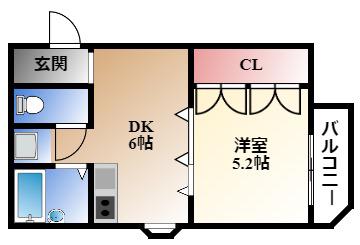 グレイセスヒカリ(1LDK/2階)の間取り写真