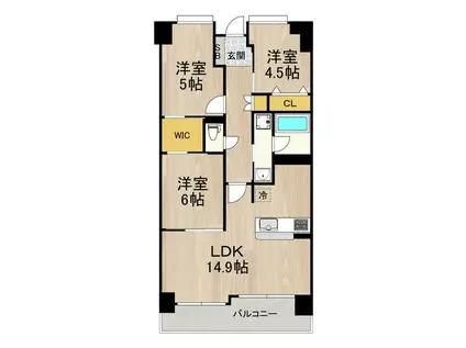 フロンティアタワー難波イースト(3LDK/13階)の間取り写真