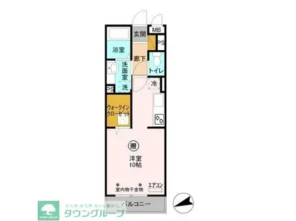 メルヴェーユ花水木I(ワンルーム/1階)の間取り写真