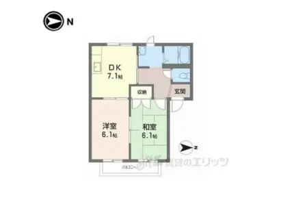 ドムール芝辻(2DK/2階)の間取り写真