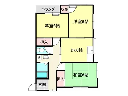 ハローハイム(3DK/2階)の間取り写真