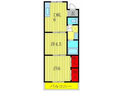 サンライズ柴崎(2DK/1階)の間取り写真