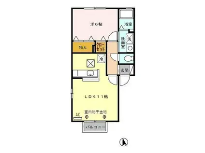グラシュー・M(1LDK/1階)の間取り写真