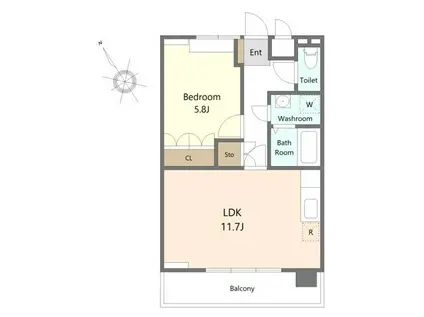ハスヤマA(1LDK/2階)の間取り写真