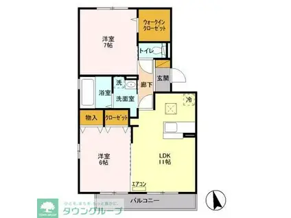 シェリール(2LDK/1階)の間取り写真