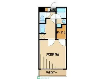 カーサソレアード(1K/4階)の間取り写真