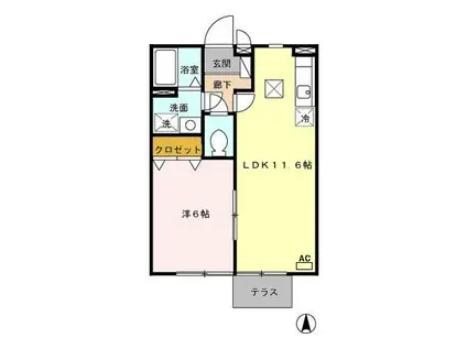 アムール上峰(1LDK/1階)の間取り写真