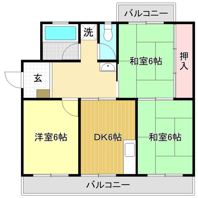 コーポ多喜(3DK/1階)の間取り写真