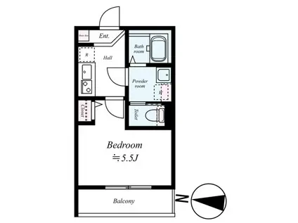 GRADUS坂戸III(1K/2階)の間取り写真