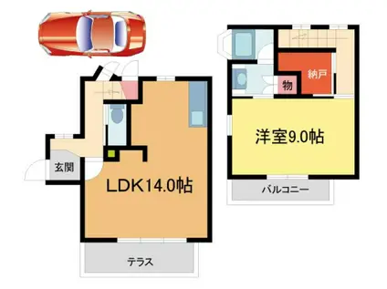 甲陽園トリシティ(1LDK/1階)の間取り写真