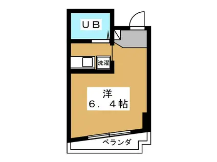 フレクションB(ワンルーム/2階)の間取り写真