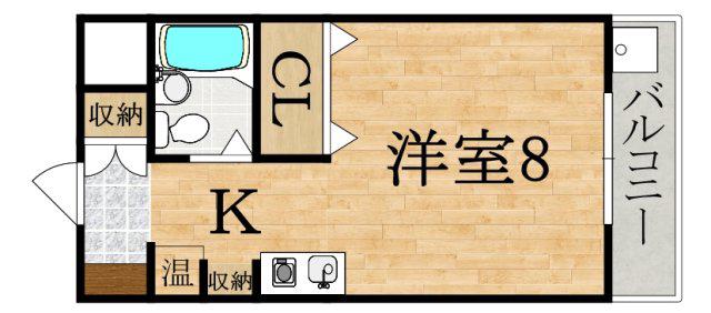 ビクトワール八木(1K/2階)の間取り写真