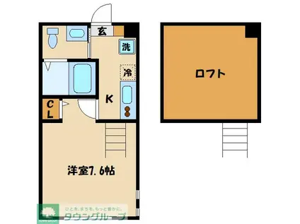 HALELUANA相模大野(1K/1階)の間取り写真