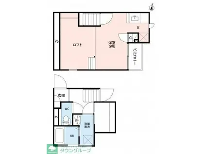 CB春日部フレア(1K/1階)の間取り写真