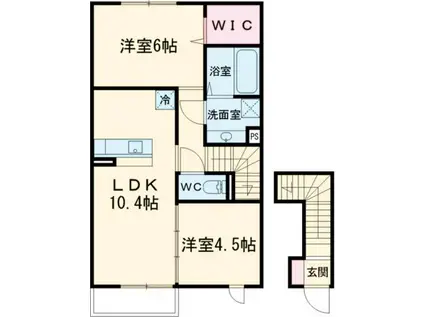 コーポファミーユ(2LDK/2階)の間取り写真