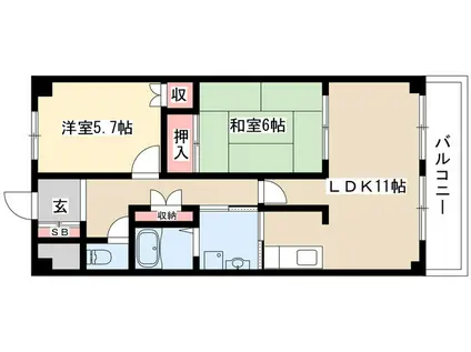 ラピュタ(2LDK/5階)の間取り写真