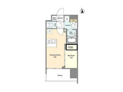 CAVANA西大島(1DK/6階)の間取り写真