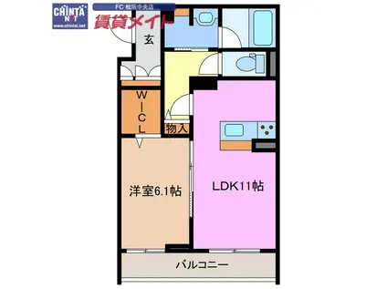 シャーメゾン松阪中央(1LDK/3階)の間取り写真