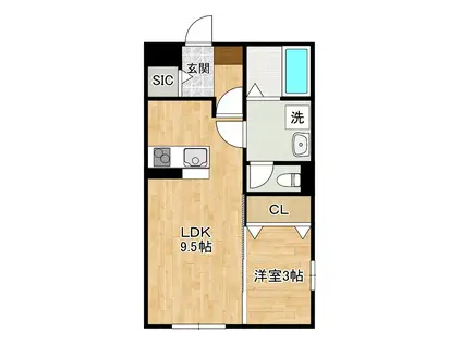 グレイストレビナ赤坂(1LDK/1階)の間取り写真