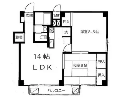 ヴェラハイツ赤坂新坂町(2LDK/2階)の間取り写真