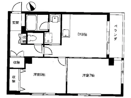 ニューハイツ本郷町(2DK/3階)の間取り写真
