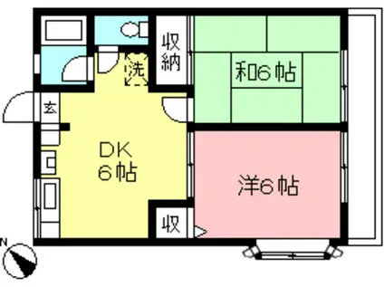 シティハイムメモリー(2DK/2階)の間取り写真