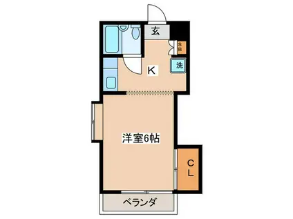 第2西山ハイツ(1K/2階)の間取り写真