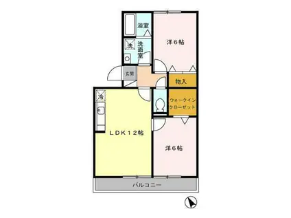 ハイカムールST秀(2LDK/1階)の間取り写真