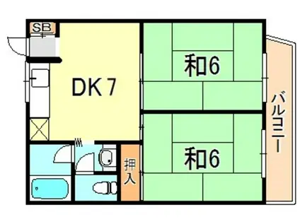 山埼ビル(2DK/3階)の間取り写真