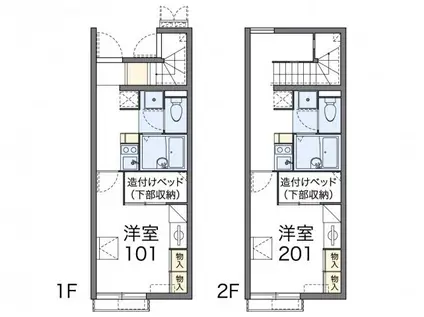 レオパレス日向坂(1K/1階)の間取り写真