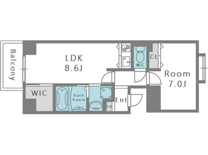 テラスレジデンス四ツ橋(1LDK/6階)の間取り写真