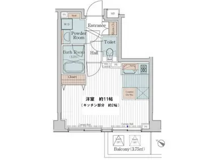 カスタリア三宿(ワンルーム/2階)の間取り写真