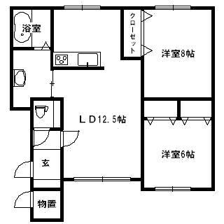 ラグレイ(2LDK/1階)の間取り写真